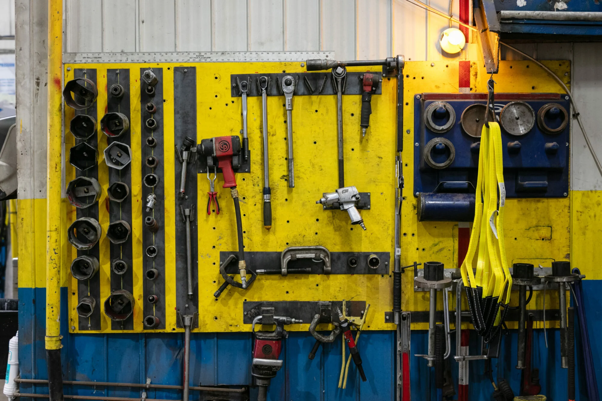 Tool wall in the CANVEC truck and trailer repair shop